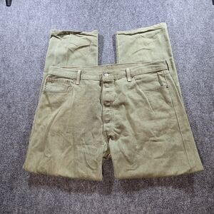 Levi's Mens 501 Olive Green Straight Jeans 42x34 Button Fly